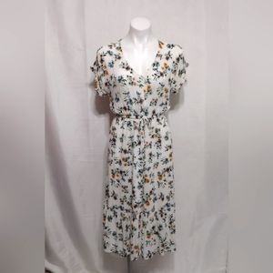 Lucky Brand Silvy Floral Ruffle Midi Dress Small